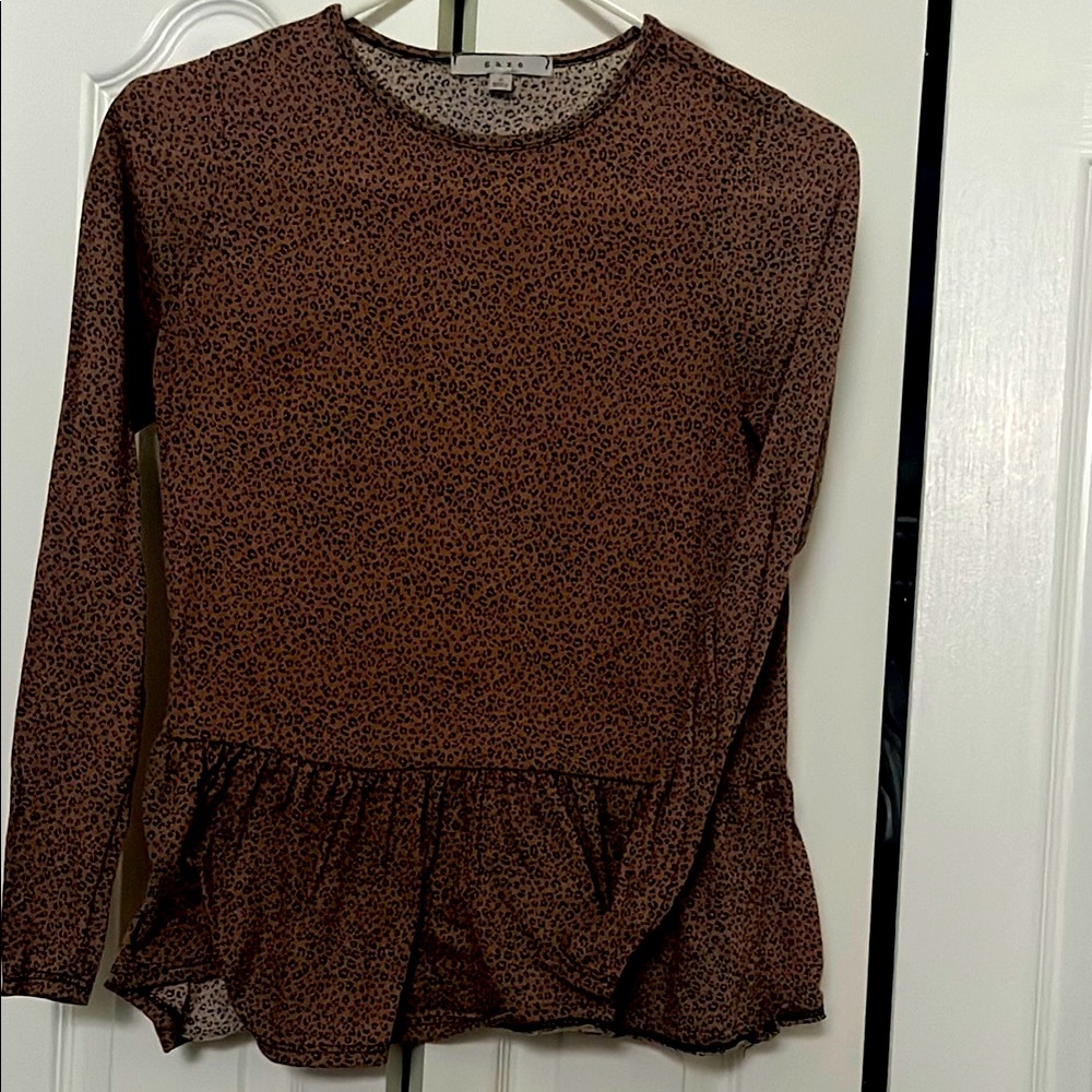 Gaze Brown Peplum Blouse Tunic